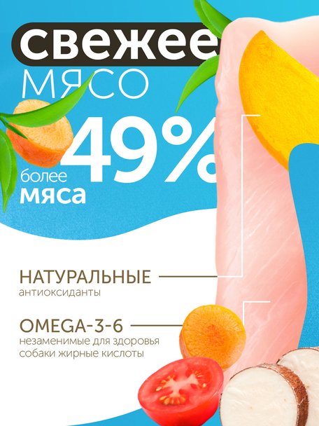 Сухой корм Formula Natural Fresh Meat (для взрослых собак средних пород) с курицей, маниокой и розмарином, 80 г