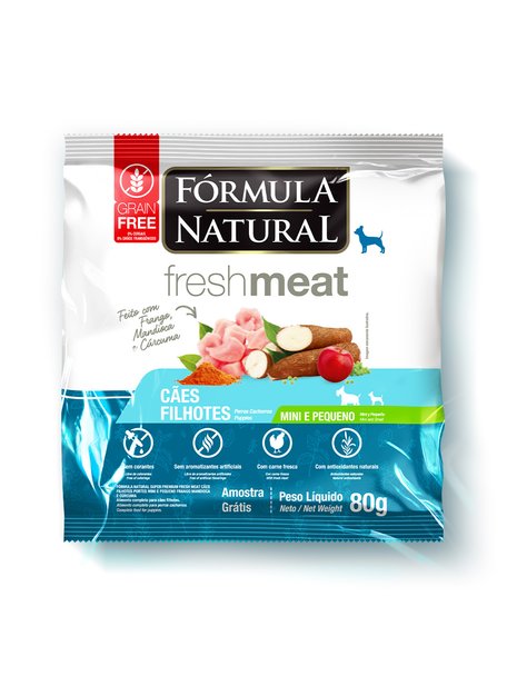 Сухой корм Formula Natural Fresh Meat (для щенков мини пород) с курицей, маниокой и куркумой, 80 г